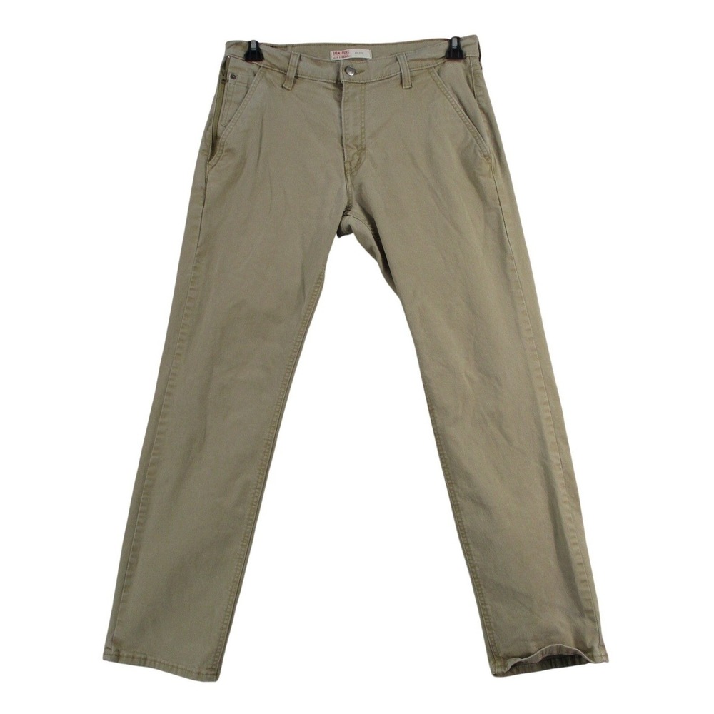 Signature by Levi Strauss Mens Athletic Fit Khaki Pants Tan W32xL32